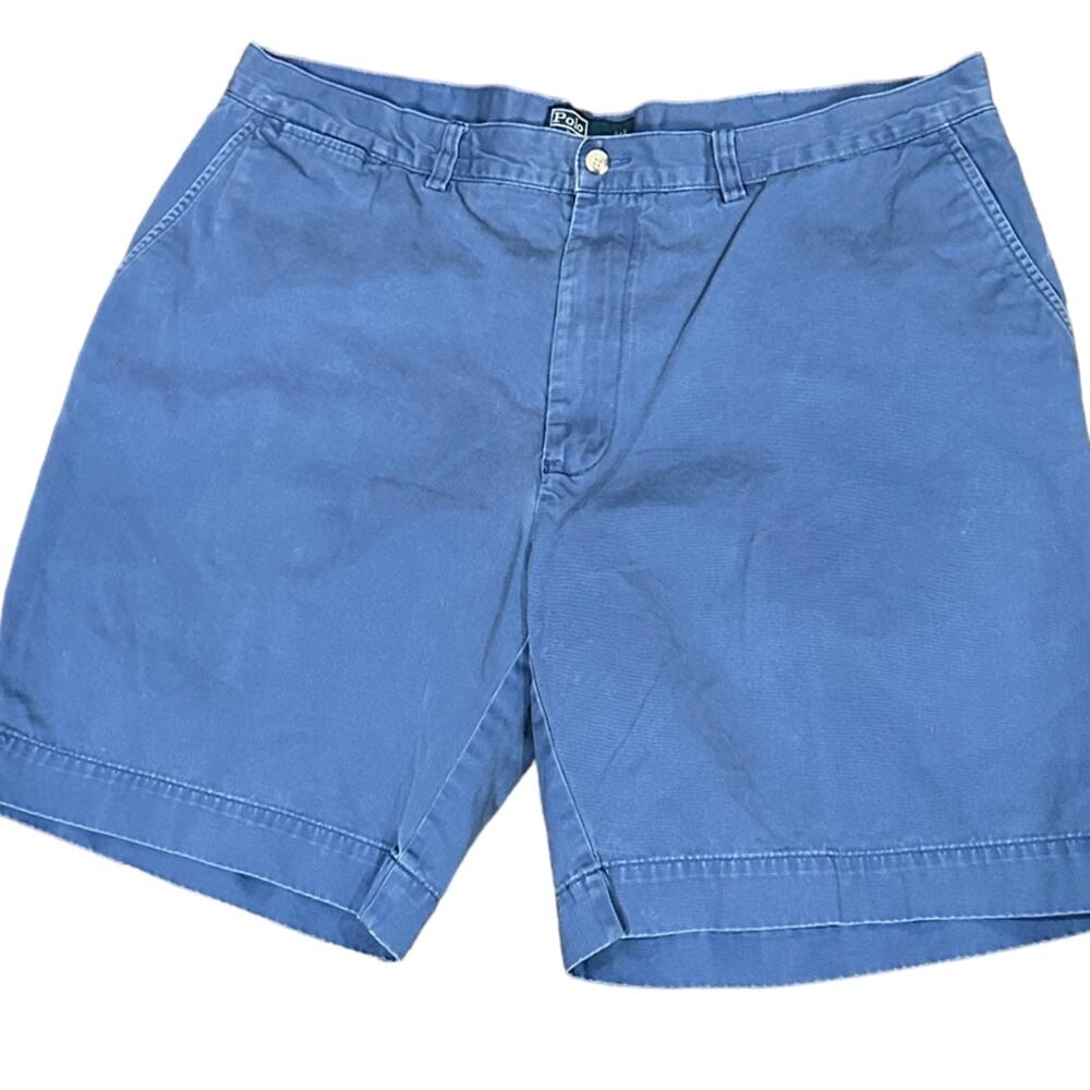 Polo Ralph Lauren Blue Prospect Flat Front Cotton Shorts in a Mens 40